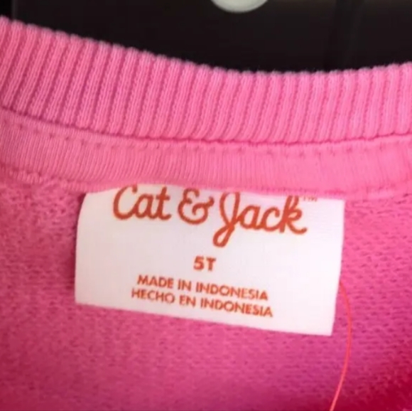 Toddler Girls 5T Cat & Jack Bright Pink Long Sleeve Sweatshirt - Picture 3 of 4